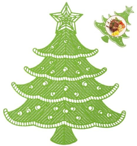 Abbdbd 4pcs Christmas Tree Shaped Placemat Hollow Out Heat Resistant Table Mat Holiday Dinner Mat Insulation Pad for Dining Table