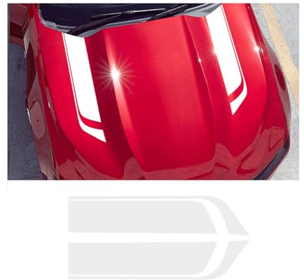 Adunsiaoto Decalcomania per Cofano Auto, Decalcomanie a Strisce Modificate, Adesivo per Cofano Auto Adesivo Decalcomania in Vinile, Autoadesivo Carrozzeria Auto Corsa Universale Decorazione(Bianco)