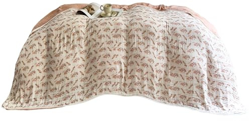 SANACYNA 100% Baumwoll-Musselin-Decke, 6-lagig, Gaze, King-Size, Blumenmuster, leicht, weich und atmungsaktiv, Decke für Sofa, Couch, Bett, Decke, hält warm (Floral, King-Size, 228,6 x 264,2 cm)