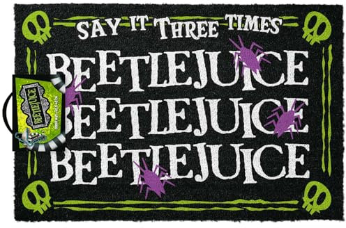 Grupo Erik: Zerbino Ingresso Beetlejuice - Tappeto Beetlejuice fabbricato con base in PVC antiscivolo, 40 x 60 cm, Beetlejuice Gadget, Beetlejuice - spiritello porcello