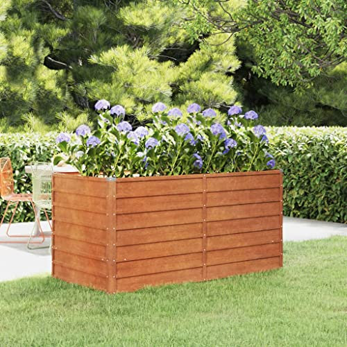 WIFESE Hochbeet Pflanzbeet Gartenbeet 160x80 cm Gemüsebeet 77 cm H Raised Bed Cortenstahl