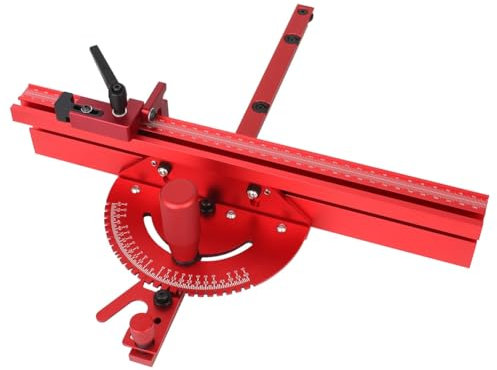 Jrifedptry 1 Set Miter Gauge and Fence, Table Saw Miter Gauge, with Track Stop Sawing Assembly Angle Ruler for Table Saw Router Woodworking Bench Tools DIY