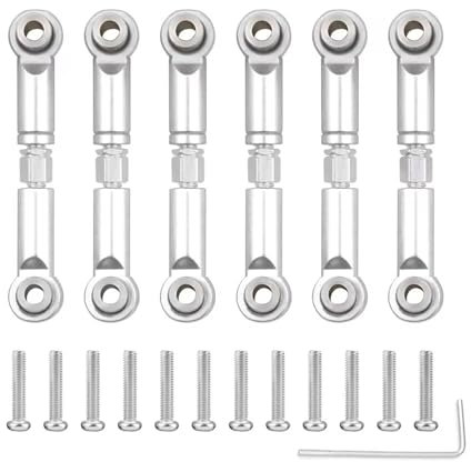 JYYTERD RC Teile Kompatibel Mit Wltoys A949 A959 A969 A979 K929 1/18 RC-Autozubehör, 6er-Pack, Metall-Trolley-Autolenkung, Oszillierender Servo-Verbindungsarm(Silver)
