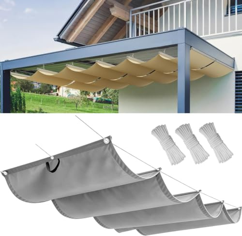Einziehbar Welle Sonnensegel 1.5x7M Wasserdicht Sonnenschutz Grauweiß | Einziehbar Welle Sonnensegel, Verstellbar Wasserdicht Sonnenschutz, Sonnenschutz Schutz vor UV- Strahlungen