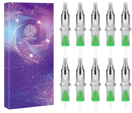 10 Stück Kugelschreiber-Tattoo-Patronen, PVC-Kern, 4 Farben, einzeln verpackt, kompatibel mit Spinnern und Tattoo-Pistolen, ideal für Anfänger