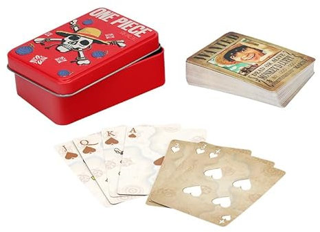 Paladone One Piece Jolly Rogers Carte da gioco per poker, Rummy, Go Fish, giochi di carte, licenza ufficiale Anime Merchandise & regalo da collezione in scatola di metallo