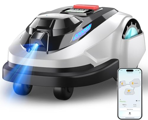 YARDCARE N1600Pro Mähroboter ohne Begrenzungskabel mit RTK- & KI-Vision-Navigation für Gärten bis 1600 m², U-förmiges Mähmuster & Multizonen-Management Hindernisvermeidung, App-Höhenverstellung