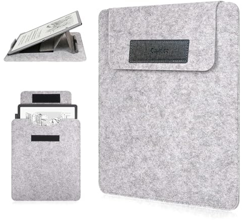 Caweet Étui de protection pour Kindle Scribe 11 - Convient pour Colorsoft 1ère génération et 3ème génération 2025 - Cuir synthétique de qualité supérieure avec support pliable - Gris