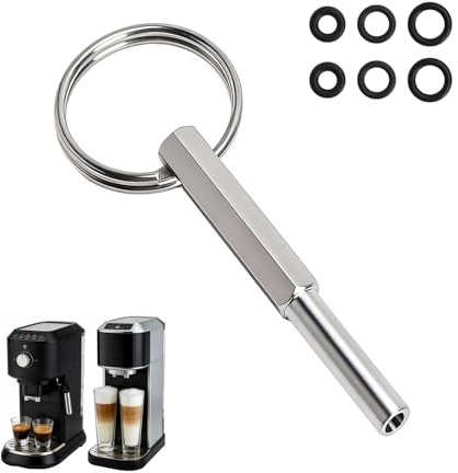 TMZELOA Llave de cabeza ovalada con llavero, acero inoxidable, cabeza ovalada, herramienta de reparación, llave ovalada, compatible con máquinas de café totalmente automáticas Jura/Krups Siziliana/AEG