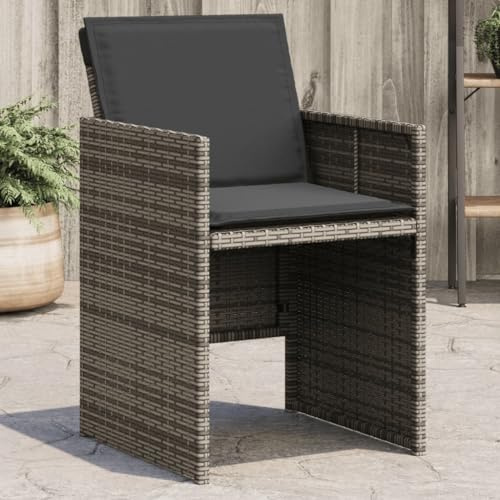 Owoxanthellate 4er Set Gartenstühle klappbar PE Rattan grau 50,5×54×79 cm wetterfest gepolsterte Hochlehner mit abnehmbarem Bezug Modernes Design für Balkon Terrasse Camping