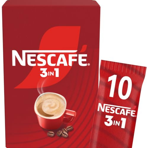 NESCAFÉ 3-in-1 Getränkepulver-Sticks, löslicher Bohnenkaffee mit Creamer & Zucker, Instant-Kaffee aus erlesenen Kaffeebohnen, koffeinhaltig, 1er Pack (1 x 10 Sticks à 15,5g)
