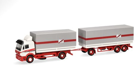 Herpa LKW Modell Mercedes-Benz SK 94 Planen-Hängerzug fern-schnell-gut, Miniatur im Maßstab 1:87, Sammlerstück, Made in Germany, Kunststoff