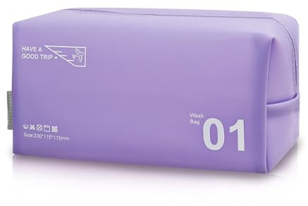 AfitLulu beauty case da donna e uomo, trousse impermeabile in PVC per il trucco da viaggio, trousse con maniglia portatile e cerniera per viaggi, nuoto, fitness, Lilla