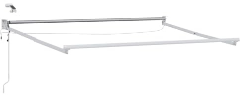 vidaXL Elektrisches Markisenrahmen Weiß 3,5 x 2,5 m Aluminium, Moderner rechteckiger Markisenrahmen, Außenbeschattungsstruktur, Terrassenschutz, Aluminiumabdeckung, Lösung für manuelle Anpassungen