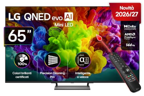 LG QNED evo AI MiniLED 65 Pollici, Serie QNED93B 2026 Smart TV 4K - 65QNED93B6A