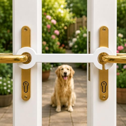Flexible Door Hold XL for French & Patio Doors – Hold-Open Door Restraint for Large Dogs, Pet Access & Ventilation – 26cm Controlled Opening – White Clamp-On Door Holder