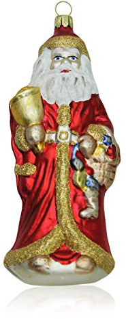 Lauschaer Glas Christbaumschmuck großer Weihnachtsmann mit Glocke Christbaumschmuck mundgeblasen,handdekoriert