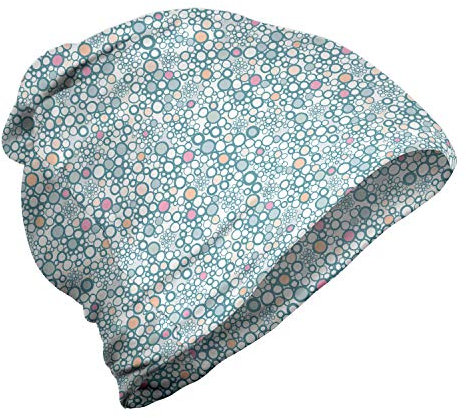 ABAKUHAUS Pastell Unisex Beanie, Bubbles Gedämpfte Tone, Wandern im Freien, Kadett-Blau Blush