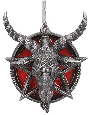 Nemesis Now Baphomet Kopf rotes Pentagramm zum Aufhängen, dekoratives Ornament, 9,5 cm, schwarz