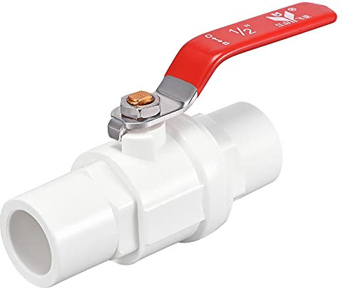 sourcing map Ball Valve, 20mm ID PVC Socket End Shut off Valve for Aquarium Setup, Sump Pump, Pool, Garden Sprinkler White Red