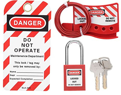 Lockout Tagout Lock Kit Elektrisches Lockout/TAGOUT KIT Lockout Lock Set mit Vorhängeschloss Warnschild Schlüssel für Industrie, Schlösser und Zubehör