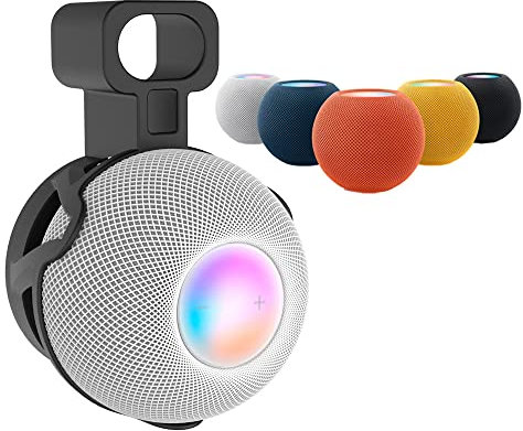 JP02 Compatible with Apple HomePod Mini Holder Wall Mount Stand Mount with Integrated Cable Management, Speaker Accessories Rack, for Kitchen, Bathroom and Bedroom (Apple HomePod Mini, Black)