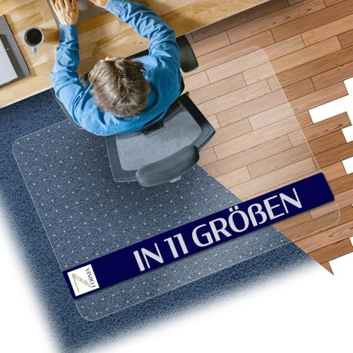Bodenschutzmatte aus PET - transparente Schutzmatte für Teppichböden - 100% recyclebar - nachhaltige Bürostuhlmatte - vielseitige Unterlage als Bodenschutz für Büro und Zuhause - 100x120 cm