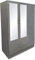 PALAKLOT High Gloss 3 Door Mirrored & 2 Drawer Wardrobe | Modular Cabinet for Space Saving | Ideal Storage Organizer (Grey)