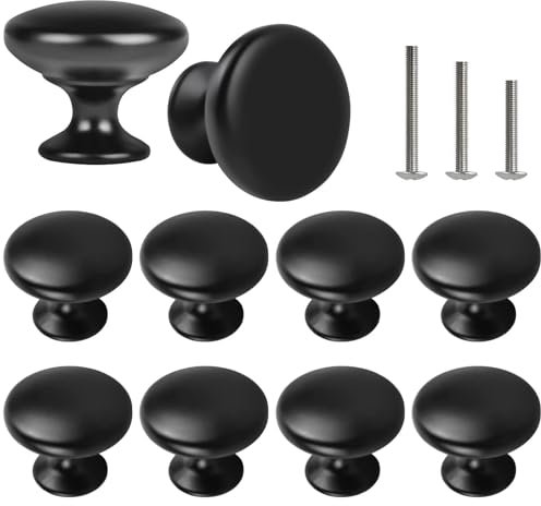 ShipeeKin 10x Cupboard Knobs Black Door Knobs Matt Black Cabinet Pull Handle 30mm for Kitchen Dresser Furniture Chest Drawer Wardrobe Door Bathroom