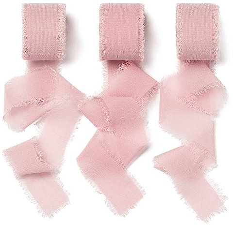 AOKSUNOVA Nastro Regalo Chiffon Rosa Polvere Nastro Chiffon Matrimonio Nastro Rosa 18,9 m x 2,5 cm Nastro Largo