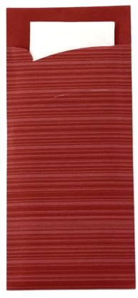 Enpack Bestecktasche mit Serviette in rot 100 Stück - Taschen mit Servietten für Besteck - Serviettentaschen aus Papier mit Besteckservietten - Bestecktaschen mit Serviette länglich - Besteckbeutel