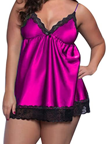 Sexy Dessous Damen Für Sex, Sexy Strapsen Dessous Set Reizvolle Schlafanzüge Plus Größe Unterwäsche Spitze Nachtkleid Unterwäsche Baby Puppe Reizwäsche Damen Latex Dessous (Frauen04-Red, XXXXXXL)