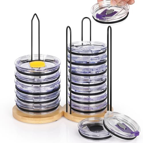 Organizer per coperchio del bicchiere, 2 in 1, impilabile, verticale, per contenere fino a 20 coperchi, design salvaspazio per tazze da cucina e controsoffitto