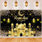 IWTBNOA Ramadan Dekoration, Schwarz Gold Extra Große Ramadan Mubarak Hintergrund Banner, XXL Ramadan Kareem Banner, Eid Mubarak Hintergrund Banner, Muslim Festival Party Hintergrund für Ramadan Deko