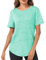 Terecey Sportshirt Damen Kurzarm Sport Tshirt Damen Fitness Rundhalsausschnitt Yoga Shirt Damen Locker für Gym Laufen Workout Hellgrün XXL