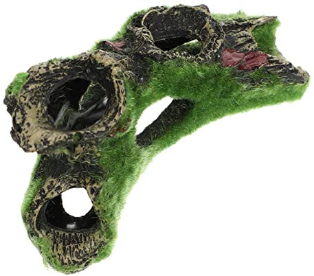 WOONEKY Aquarium Dekoration Mit Moos Baumhöhle Aus Resin Für Fischbecken Natürliche Landschaftsornament Für Süß Und Meerwasser-aquarien Idealer Versteckplatz Für Fische Lebendige