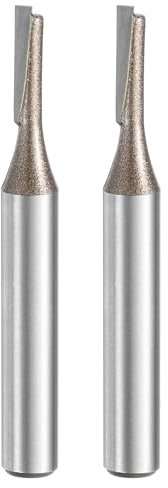 sourcing map 2pcs Straight Router Bit 1/4 Inch Shank 1/8 Cutting Dia, 2 Flutes 0.51 Inch Cutting Length YG6 Carbide Cutter with PTFE Heat Resistance Coating, Woodworking Grooving Trim Bit