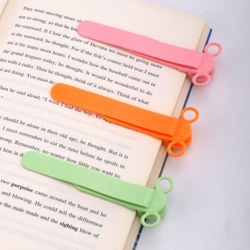 3pcs Marque-Page Automatique, Marque-Pages Intelligents en Silicone Marque-Pages pour La Lecture Marqueurs de Livres Accessoires de Livres Cadeaux pour Hommes Femmes (Vert, Rose, Orange)