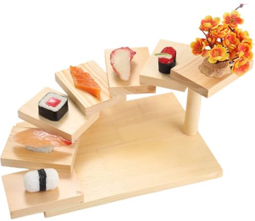 Zghhc Platos De Sushi Japoneses, Soporte De Sushi Sashimi De Estilo Escalonado, Escalones Giratorios, Escaleras, Plato De Sushi De Madera para Restaurante Y Hogar