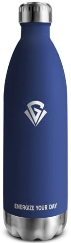 Trinkflasche 1000ml, Thermosflasche Kohlensäure Geeignet, Isolierflasche BPA-Frei Auslaufsicher, Vakuum Thermosflasche, Wassflasche Edelstahl für Sport, Erwachsener, Kinder, Fussball, Uni, Reisen