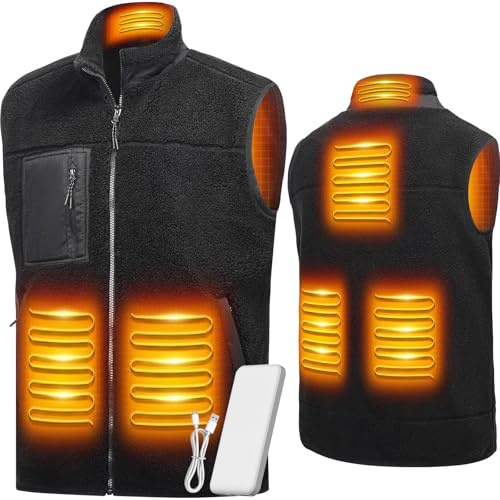 LABCOOL Beheizbare Weste Herren Damen - Heizweste aus Fleece, USB-Betrieb mit 10000mAh Powerbank - mit 6-Zonen-Heizung & 3 Temperaturstufen - maschinenwaschbar