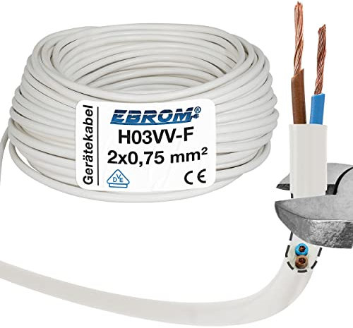 Tubo flexible (100 m, H03VV-F 2G0,75 mm², 2 x 0,75 mm², 100 m), Pasacables Electrico, color blanco