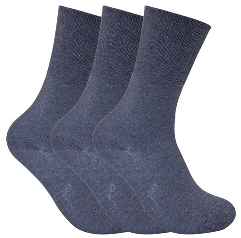 3 Pack Ladies Thin Wide Top Non Elastic Thermal Diabetic Socks for Poor Circulation (4-8 UK, THRDIAL03)