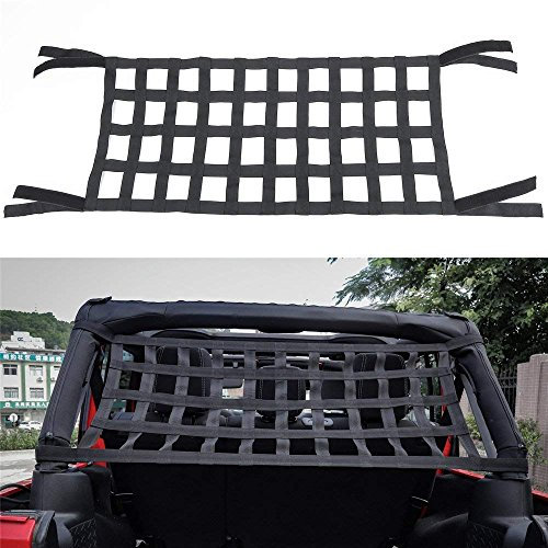 Bosmutus Cargo Net Heavy Duty Cargo Tailgate Net for Mid Size Pickup Truck Cab Truck Bed Waterproof Cargo Cover Net 1996-2021Compatible with Jeep Wrangler YJ TJ JK JKU JL JLU