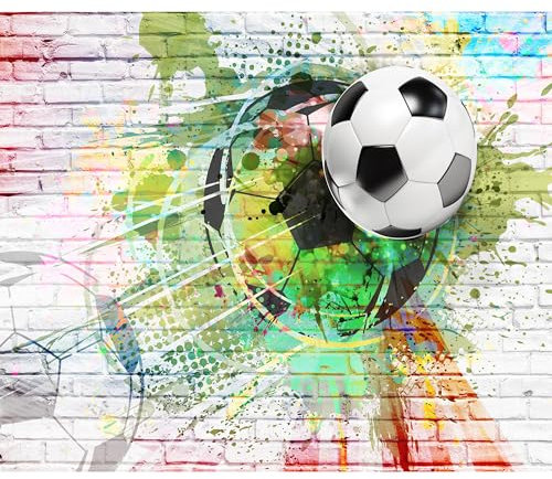 decomonkey Fototapete Fußball 350x256 cm XL Tapete Fototapeten Vlies Tapeten Vliestapete Wandtapete moderne Wandbild Wand Schlafzimmer Wohnzimmern Jugendzimmer Kinderzimmer Ziegel