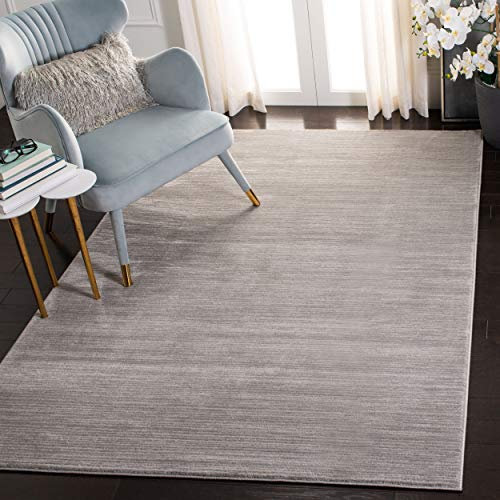Safavieh Modern Teppich für Wohnzimmer, Esszimmer, Schlafzimmer - Vision Collection, Kurzer Flor, Silber, 200 X 200 cm