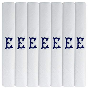 Surf the Shop 7 Stück bestickte Herren-Taschentücher mit Satin-Bordüre, verschiedene Buchstaben, e, M