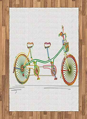 ABAKUHAUS Mehrfarbig Teppich, Tandem Bike Design, Deko-Teppich Digitaldruck, Färben mit langfristigen Halt, 120 x 180 cm, Mehrfarbig