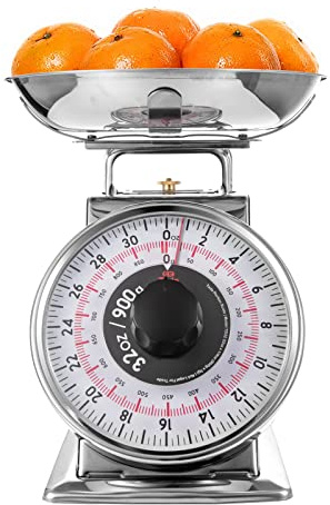 Tada Analoge Lebensmittelwaage, 900 g, Edelstahl, mechanische Küchenwaage, 900 ml
