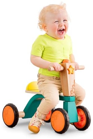 B. toys Rutschrad aus Holz ohne Pedale mit Hupe – Erstes Fahrrad für Babys und Kinder – Laufrad Lauflernrad Holzspielzeug Spielzeug ab 18 Monate